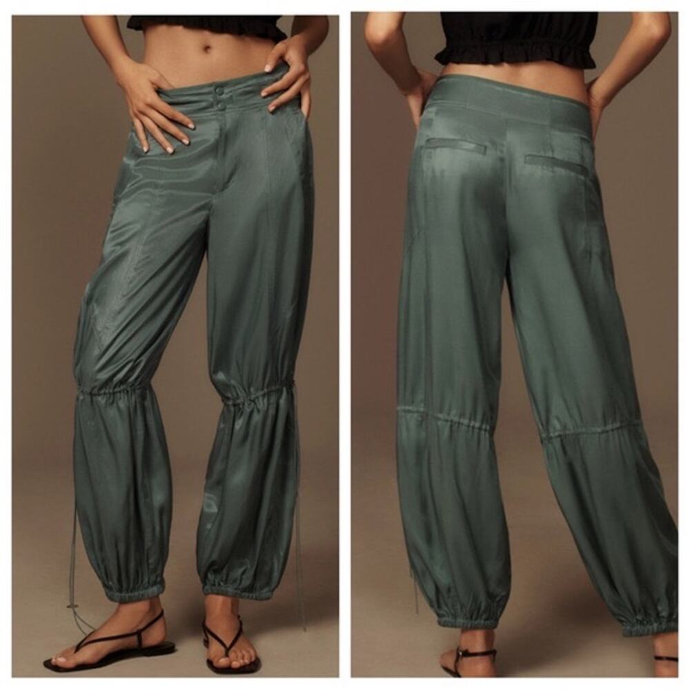 BY Anthropologie Green Bohemian Gypsy Lightweight Cargo Jogger Pants Size 8